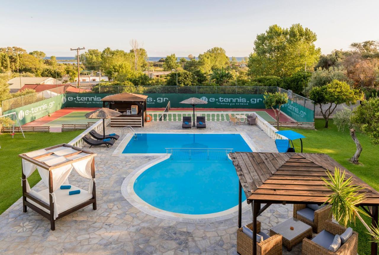 Villa Maxim With Private Pool & Tennis Court Halikounas Exterior foto